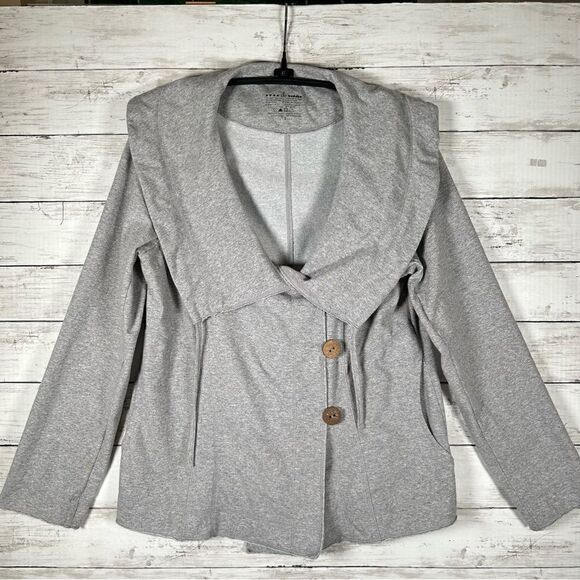 Neon Buddha Heathered Grey Cotton Blend Button Front Stretch Jacket Size S - Picture 2 of 7